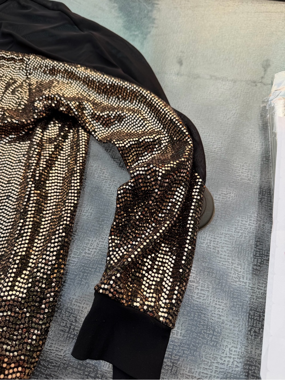 Nine West Black Mesh Top with Gold Sequin Accents - Picture 5 of 10